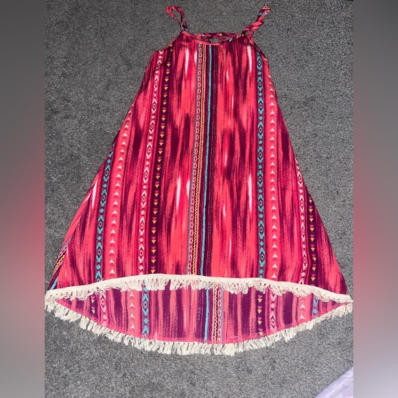 Brown Scooter Other - Girls'/ Youth/ Children’s High-Low Fringe Hem Summer Dress - Size Small (7/8)